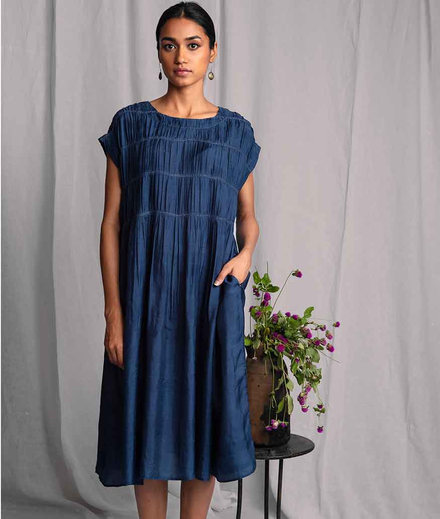 Mira handwoven silk dress teal – The DVE