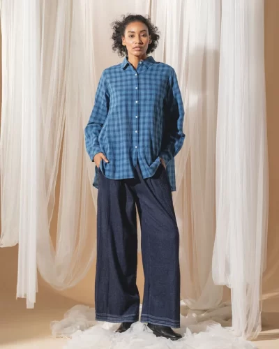 Handwoven Indigo Check Cotton Shirt