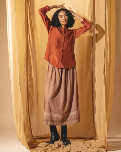 Pintuck Silk Shirt for Women