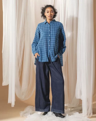 Handwoven Cotton Twill Straight Pant