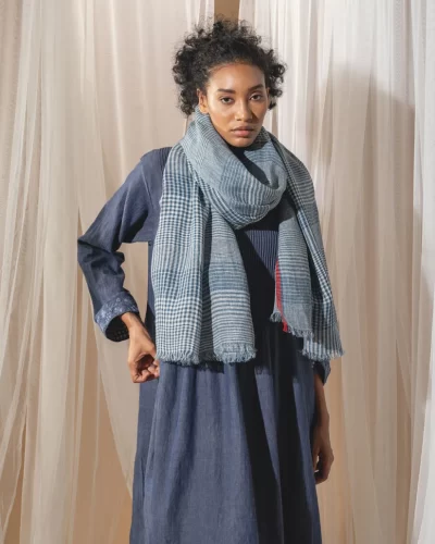Handwoven Linen Check Scarf