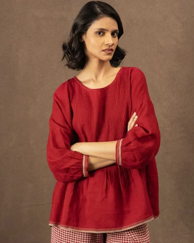 Linen Pintuck Blouse