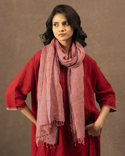 Handwoven Linen Check Scarf