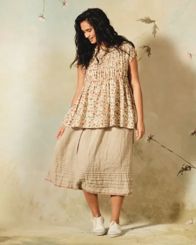 Handwoven Taupe Linen Skirt