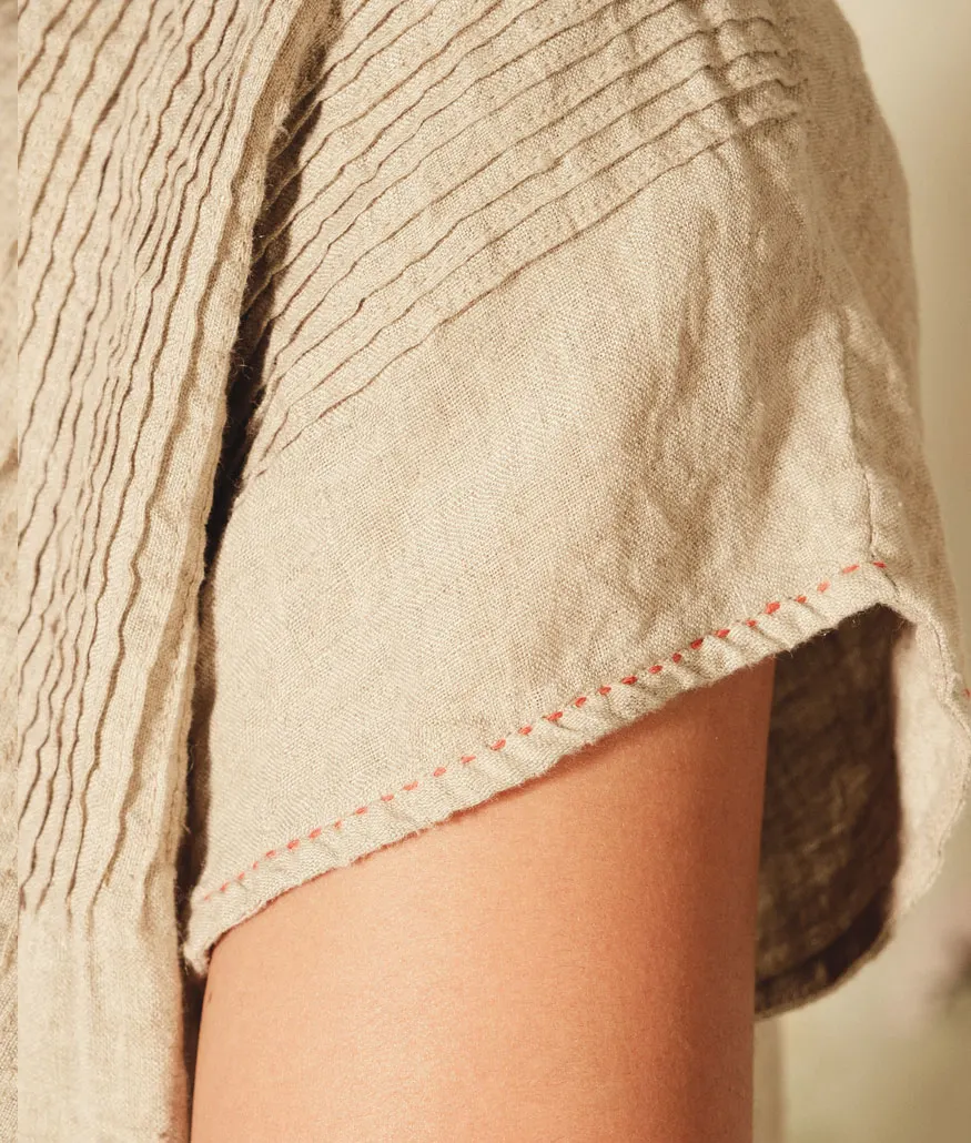 Handwoven Linen Blouse – Taupe - Image 5