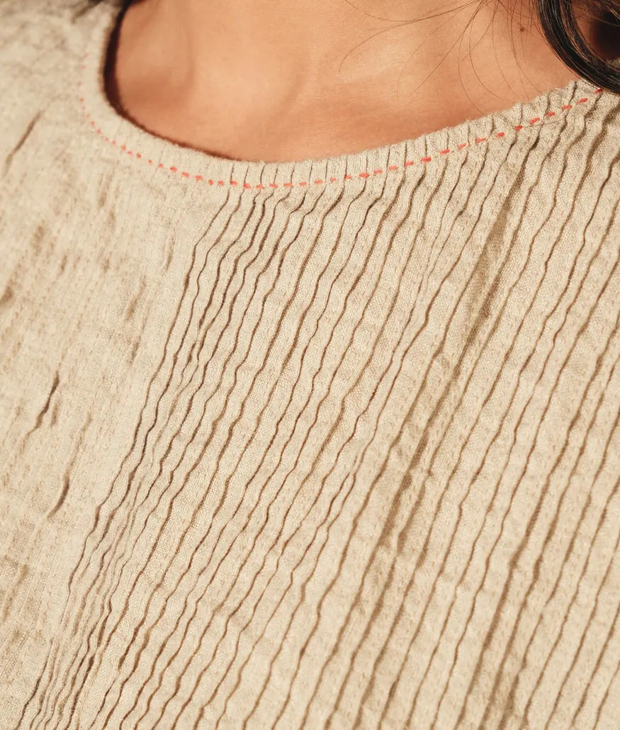 Handwoven Linen Blouse – Taupe - Image 3