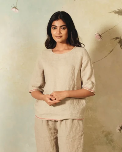 Taupe Linen Blouse