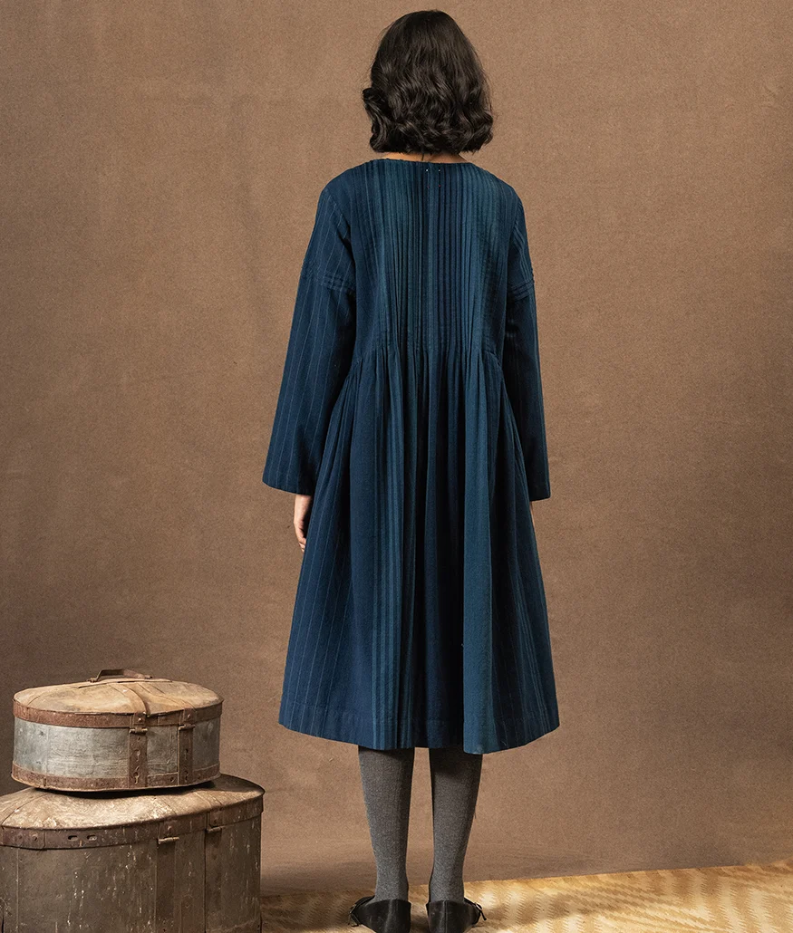 Handwoven Cotton Dress – Indigo - Image 6