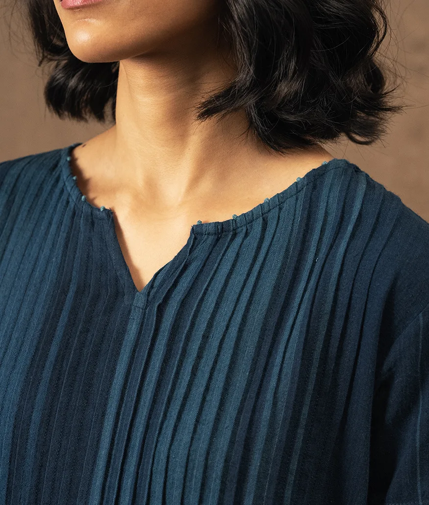 Handwoven Cotton Dress – Indigo - Image 2