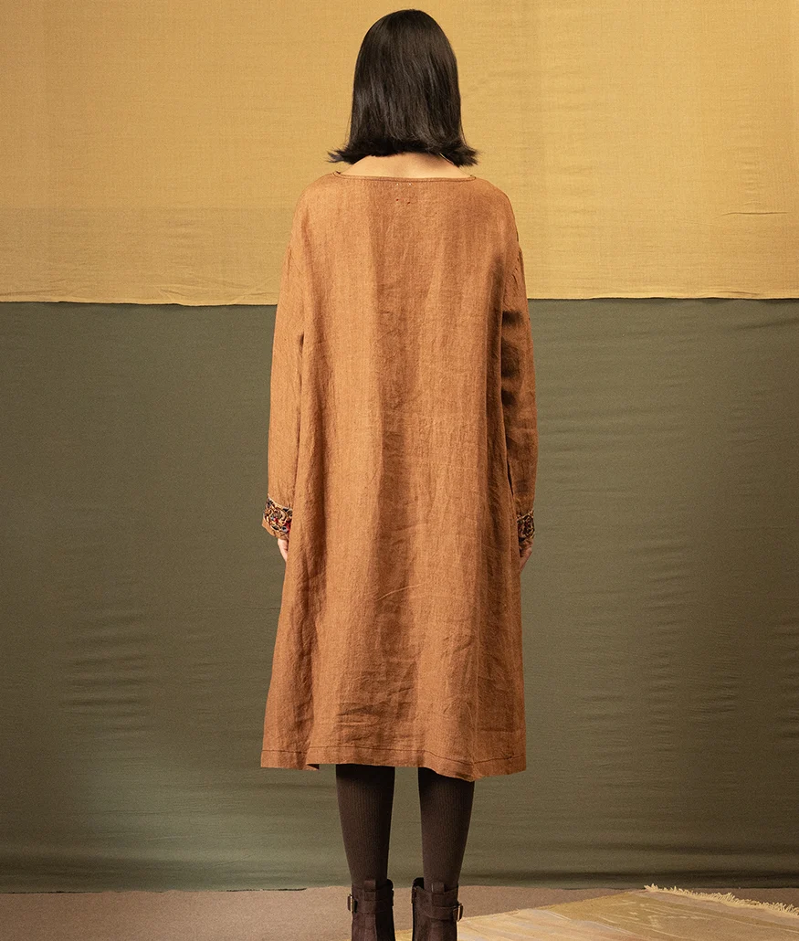 Handwoven Linen Dress – French Beige - Image 2