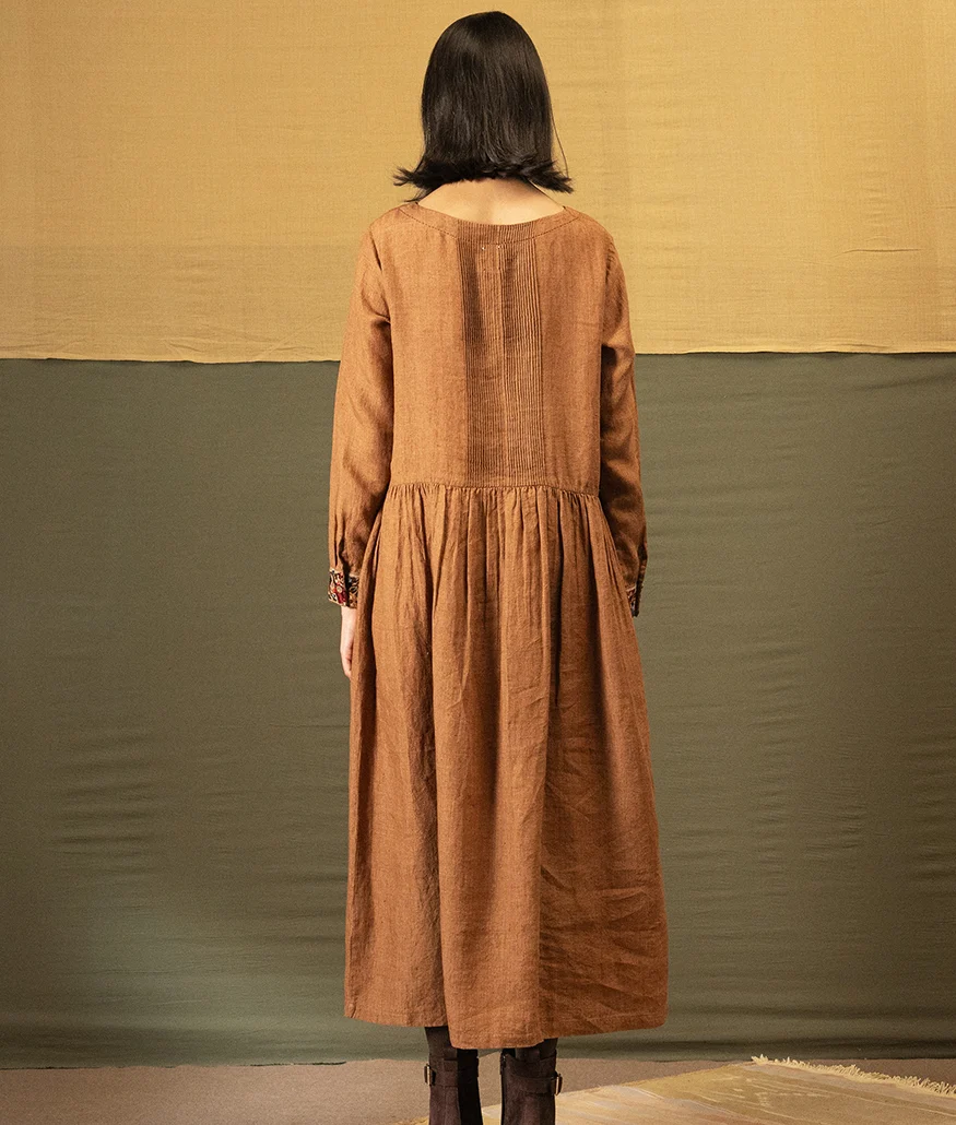 Handwoven Linen Dress – French Beige - Image 2