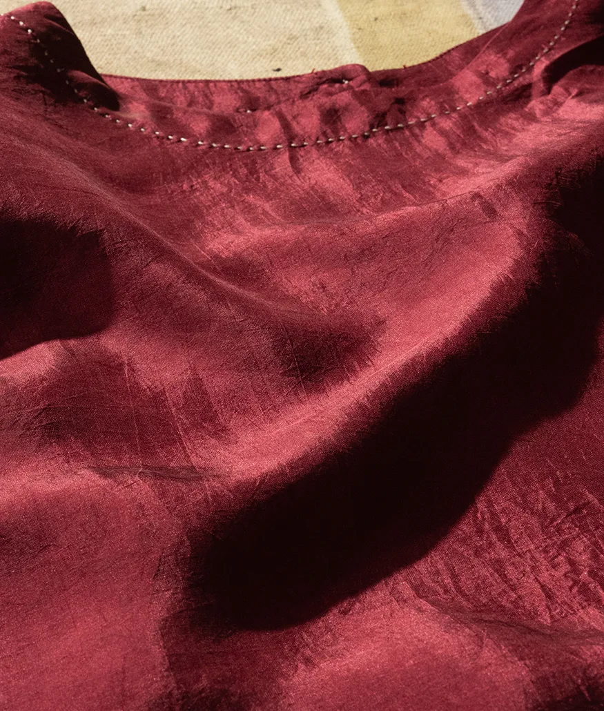 Handwoven Silk Blouse – Barn Red - Image 6