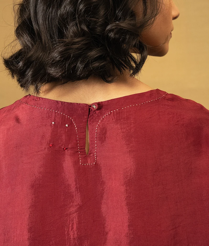 Handwoven Silk Blouse – Barn Red - Image 3