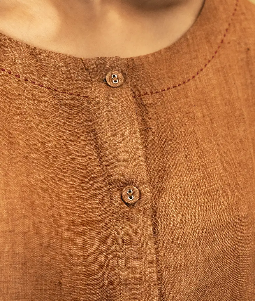 Handwoven Linen Dress – French Beige - Image 6