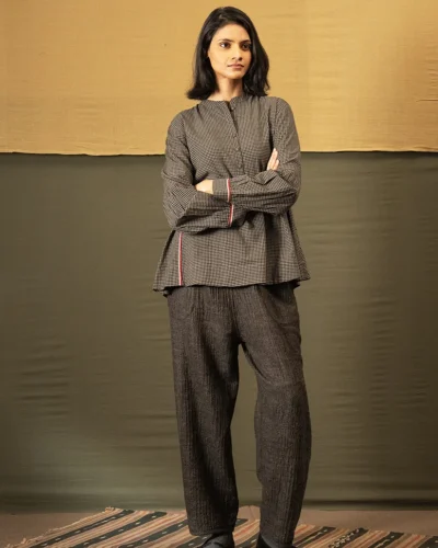 cotton check blouse