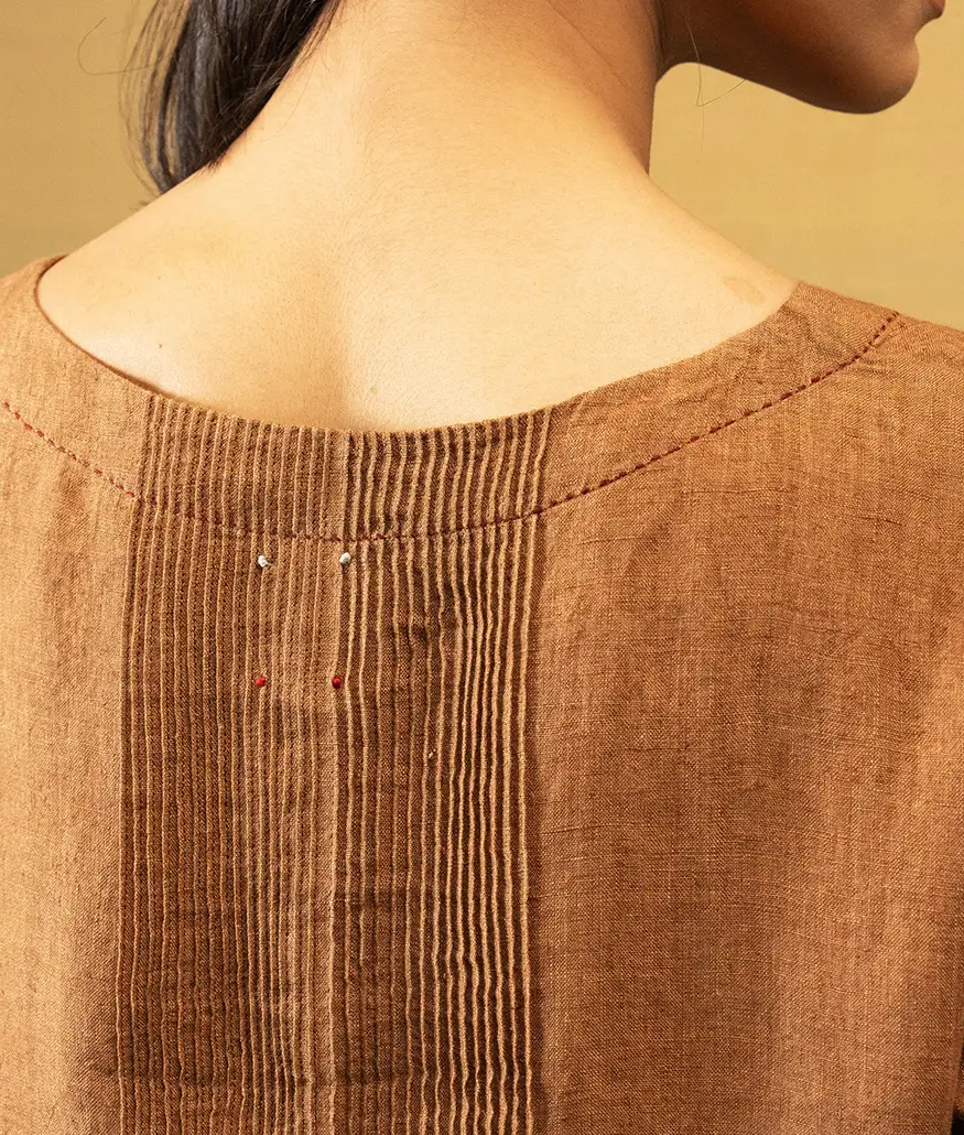 Handwoven Linen Dress – French Beige - Image 3