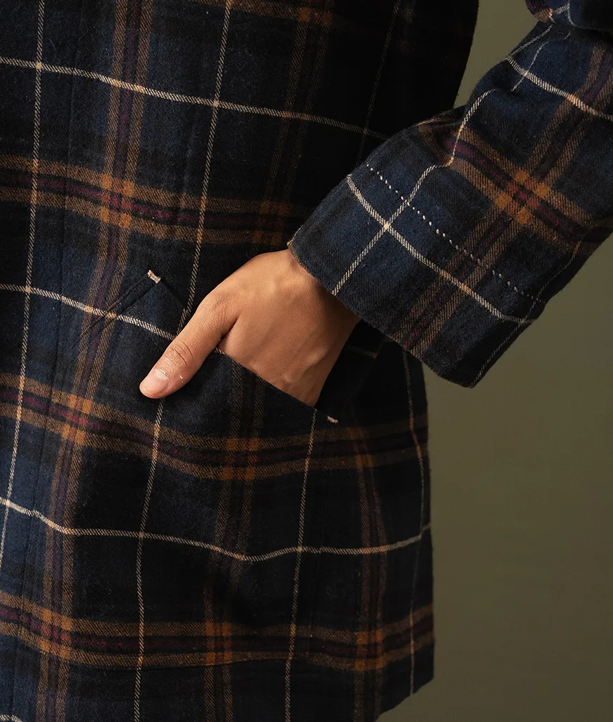 Brushed Cotton Check Jacket – Navy - Image 6