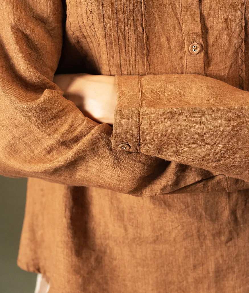 Handwoven Linen Blouse – French Beige - Image 3