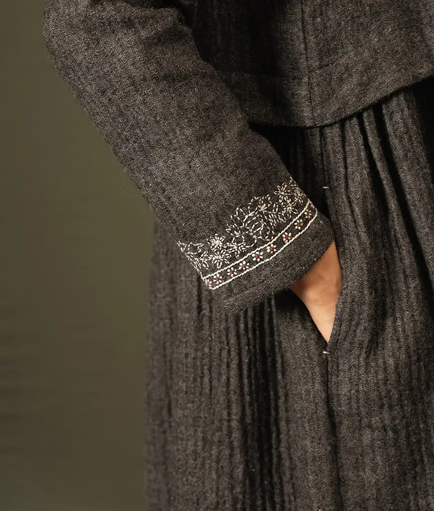 Charcoal Merino Wool Dress - Image 3