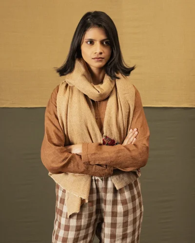 French Beige Merino Wool Scarf