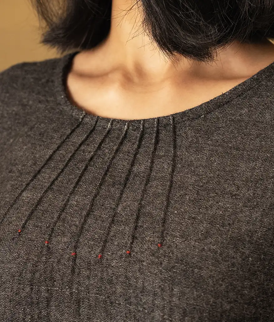 Charcoal Merino Wool Dress - Image 4