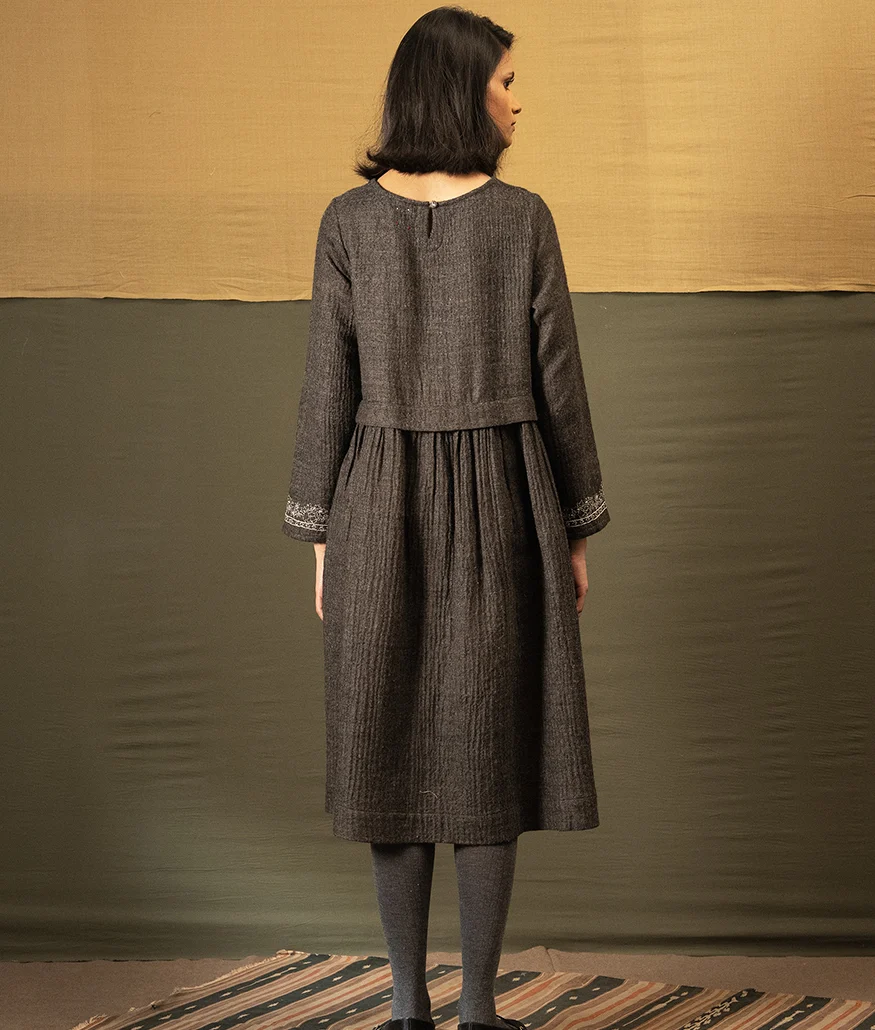 Charcoal Merino Wool Dress - Image 2