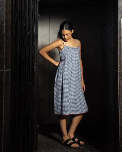 Cobalt Handwoven Linen Dress