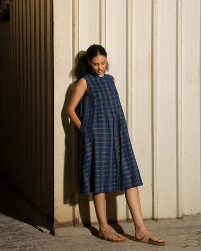 Indigo Handwoven Cotton Dress
