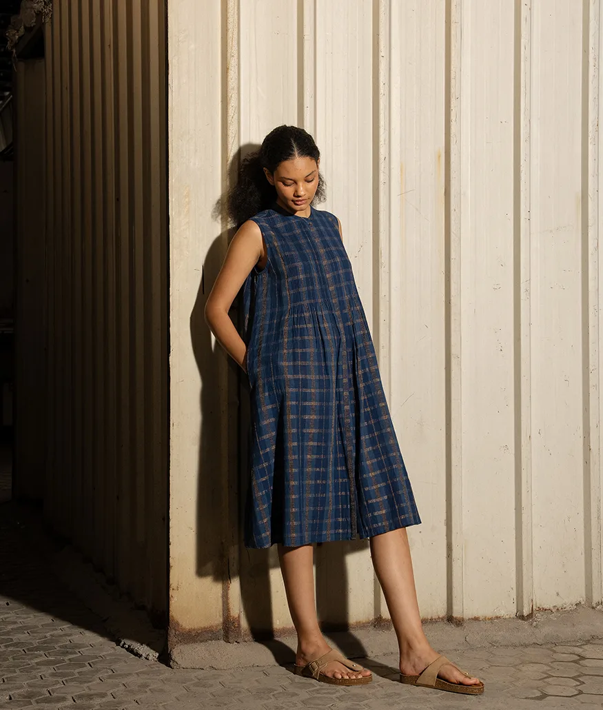 Indigo Handwoven Cotton Dress