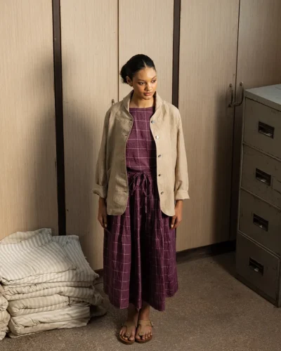 Dune Beige Striped Linen Jacket