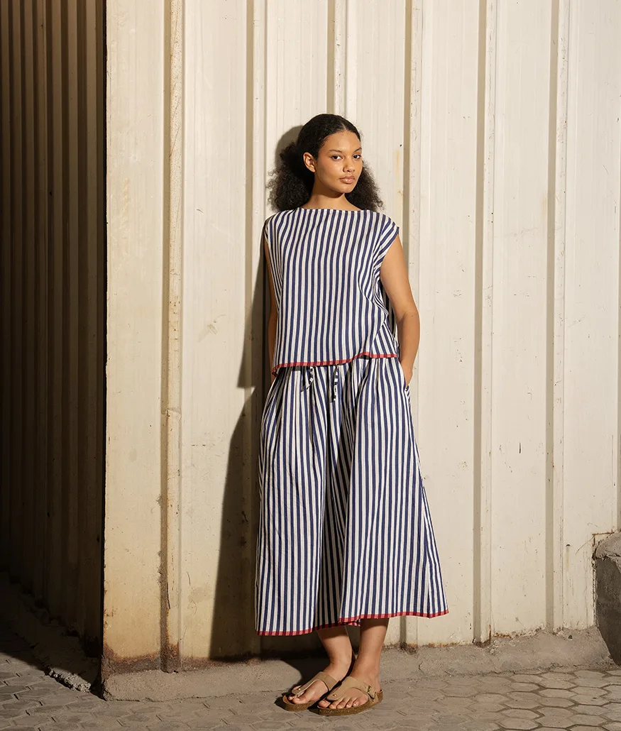 Navy Handwoven Cotton Silk Top - Image 4
