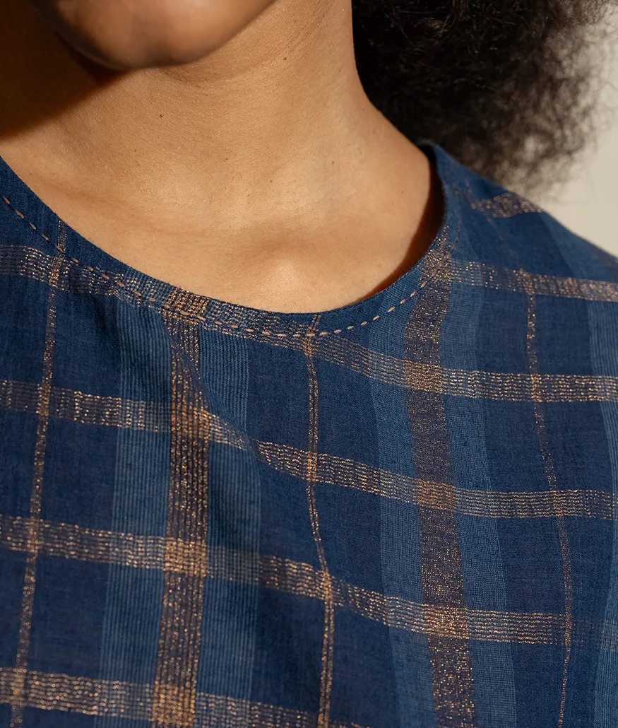 Indigo Handwoven Cotton Dress - Image 3