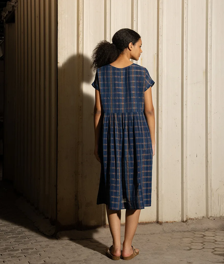 Indigo Handwoven Cotton Dress - Image 2