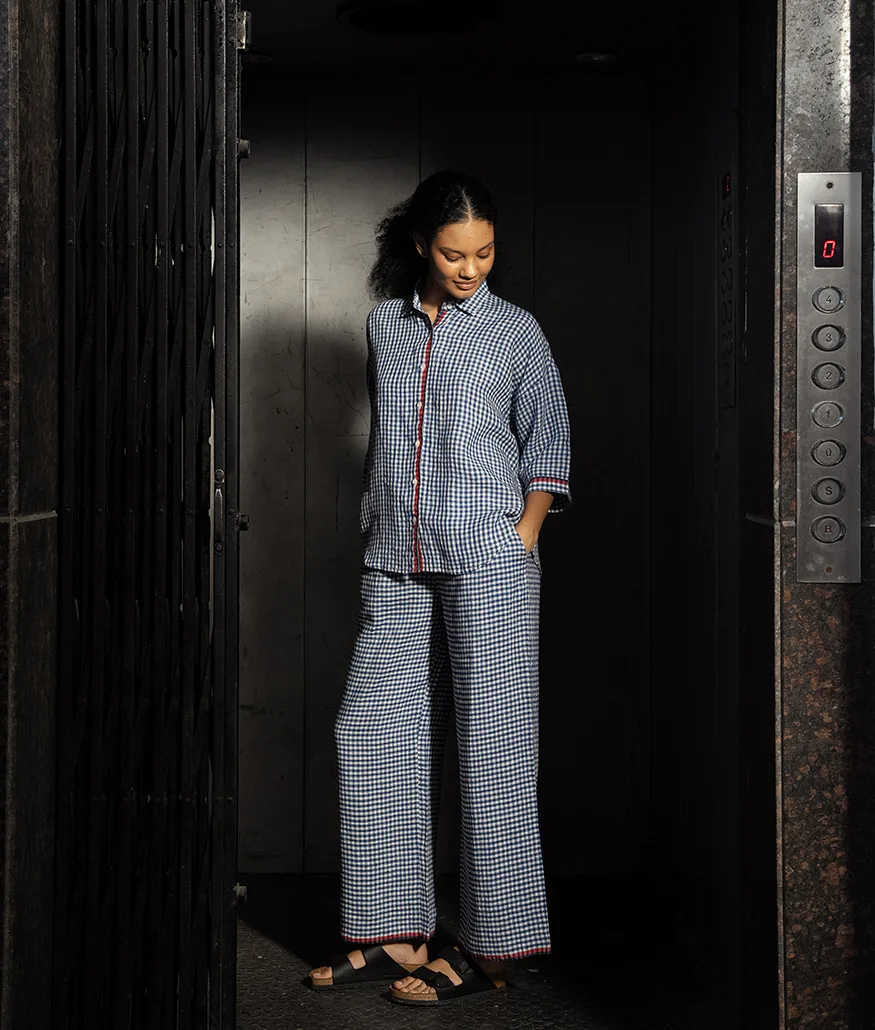 Cobalt Handwoven Linen Pants