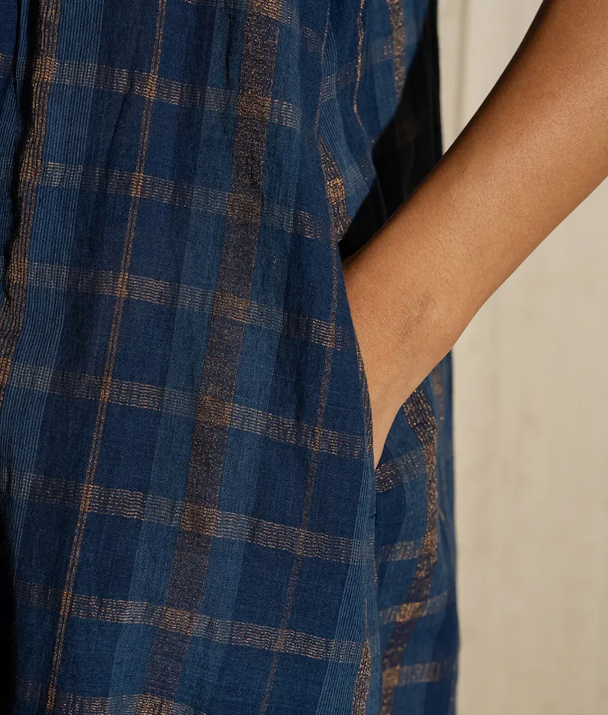 Indigo Handwoven Cotton Dress - Image 3