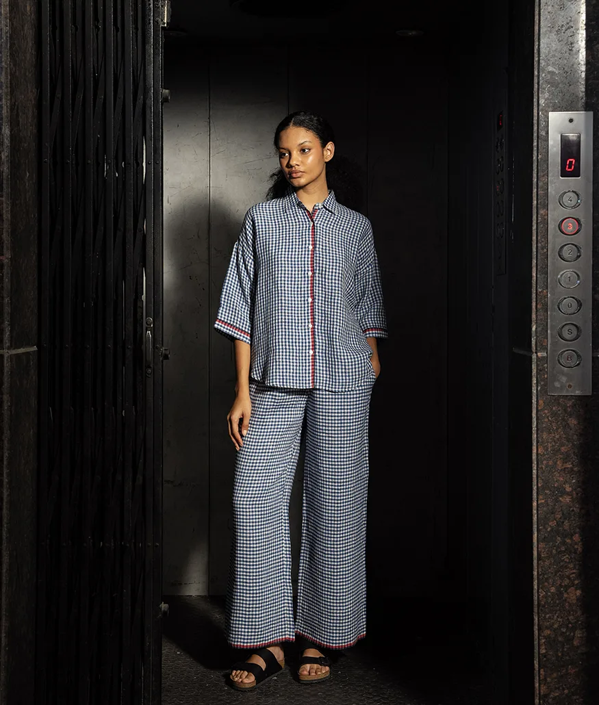 Cobalt Handwoven Linen Pants - Image 2