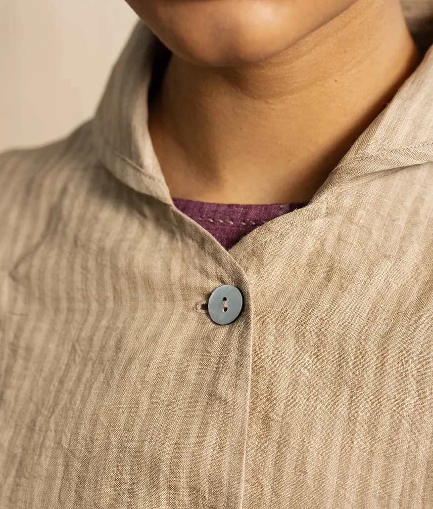 Dune Beige Striped Linen Jacket - Image 4