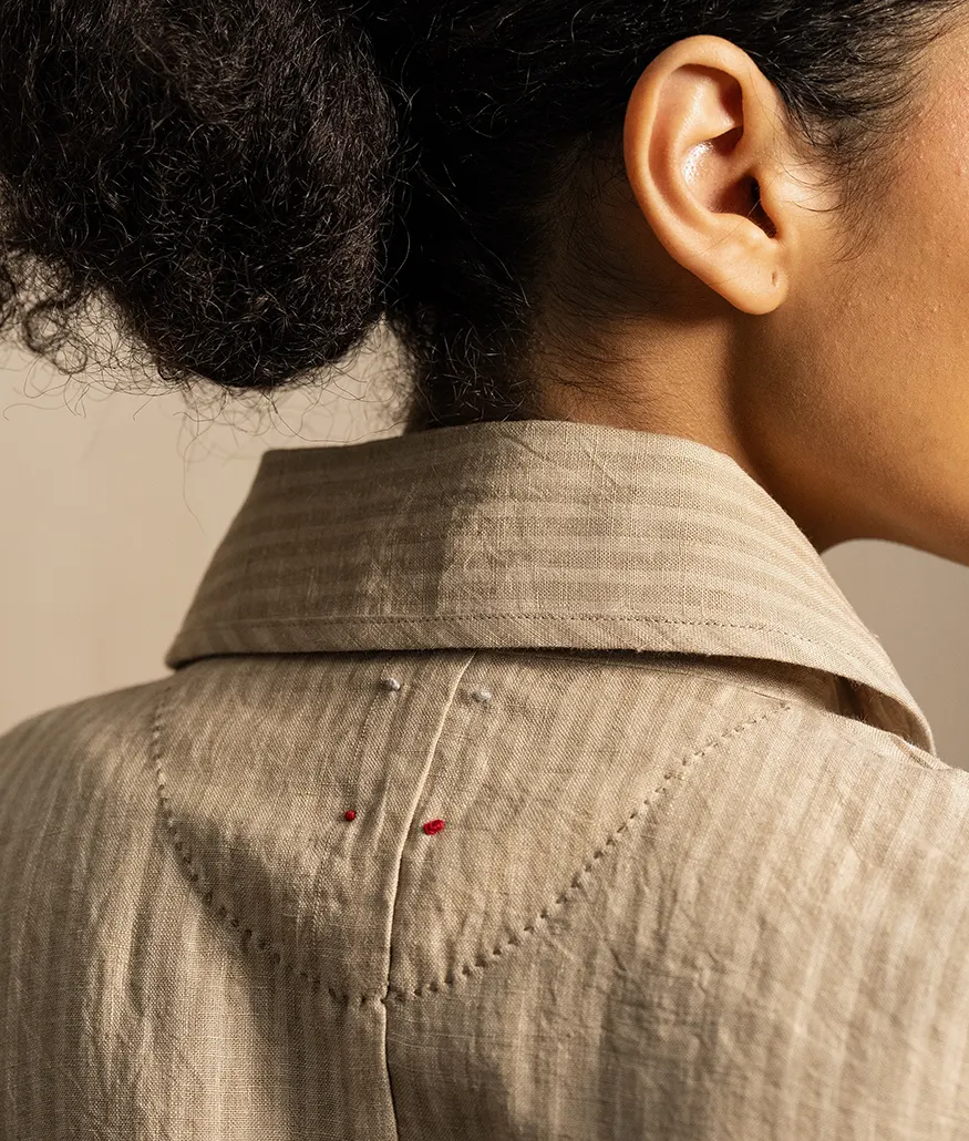 Dune Beige Striped Linen Jacket - Image 5