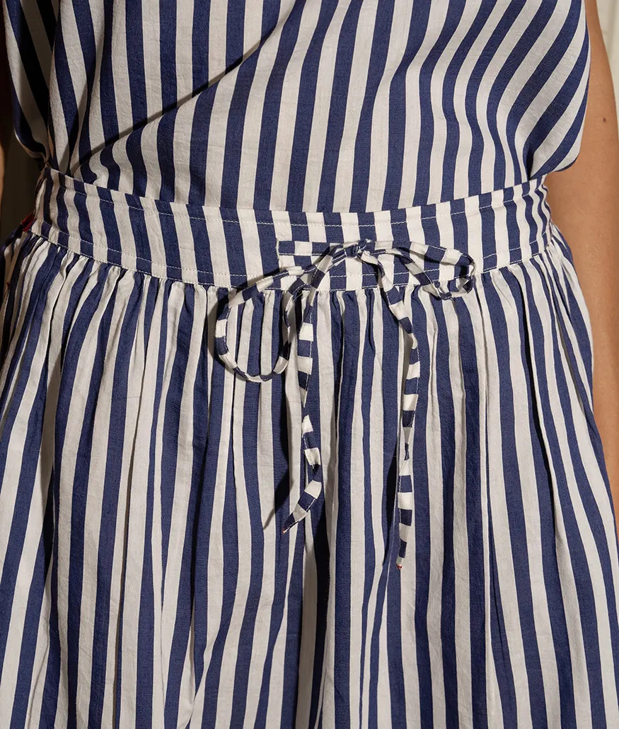 Navy Handwoven Cotton Silk Skirt - Image 5