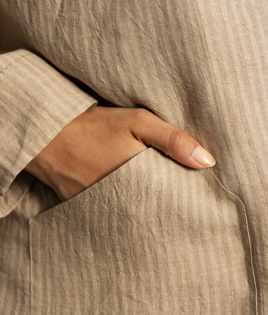 Dune Beige Striped Linen Jacket - Image 6