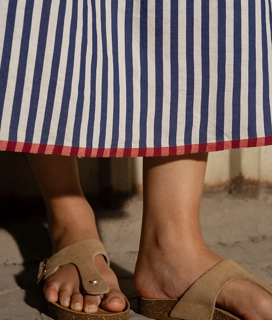 Navy Handwoven Cotton Silk Skirt - Image 6