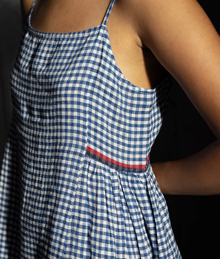 Cobalt Handwoven Linen Dress - Image 4