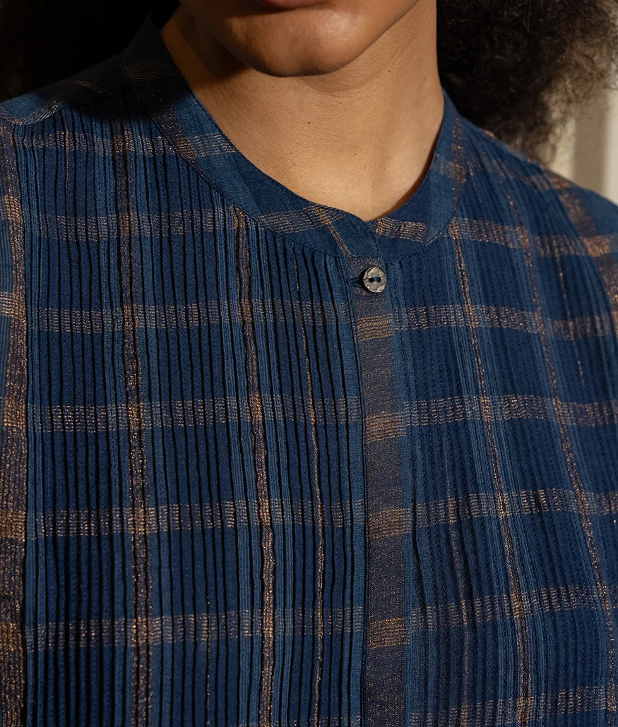 Indigo Handwoven Cotton Dress - Image 4