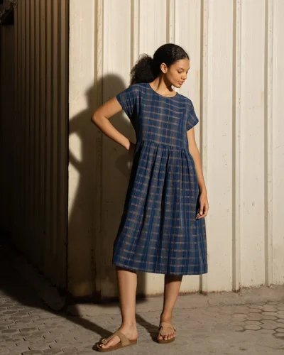 Indigo Handwoven Cotton Dress