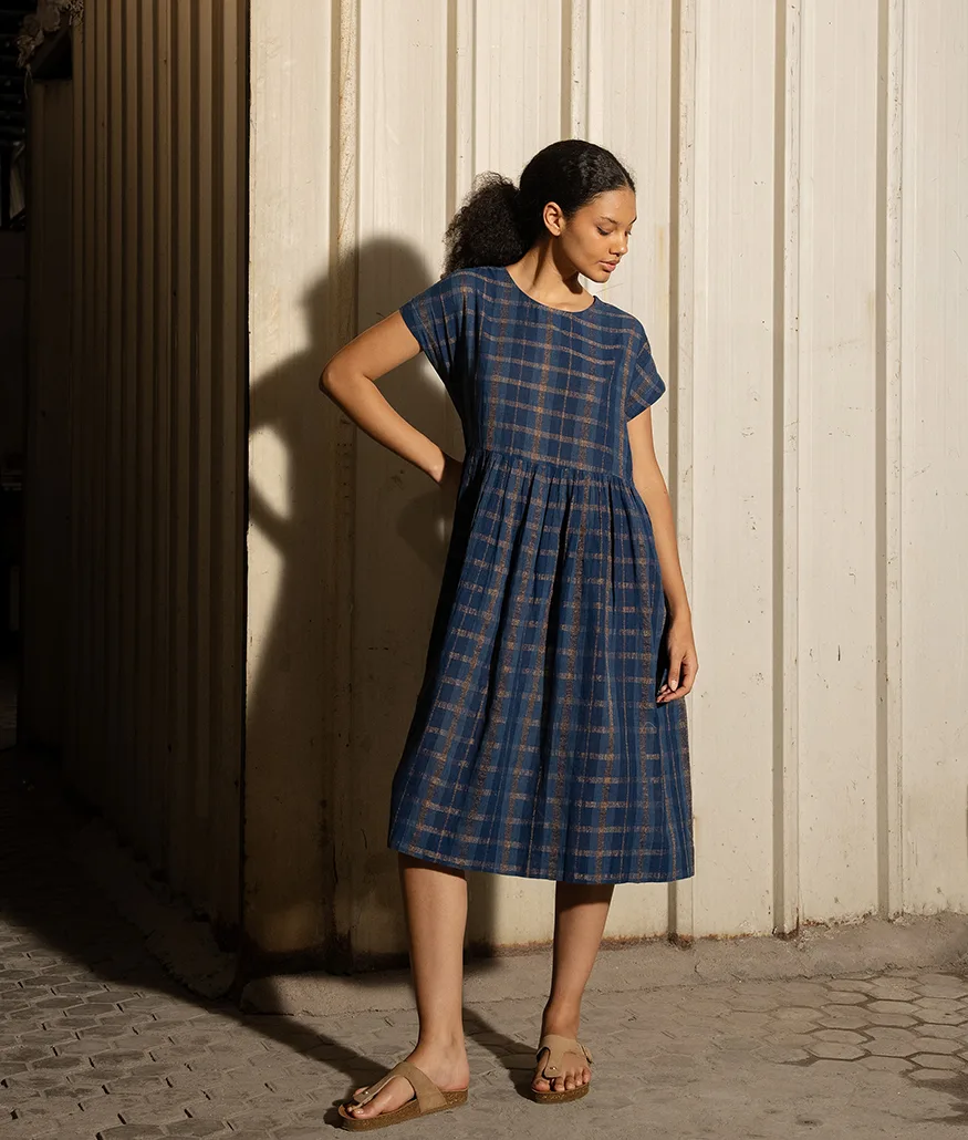 Indigo Handwoven Cotton Dress