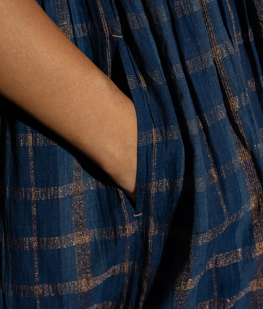 Indigo Handwoven Cotton Dress - Image 4
