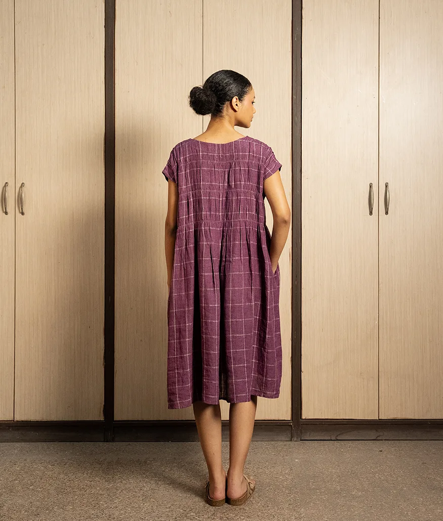Aubergine Handwoven Linen Dress - Image 2