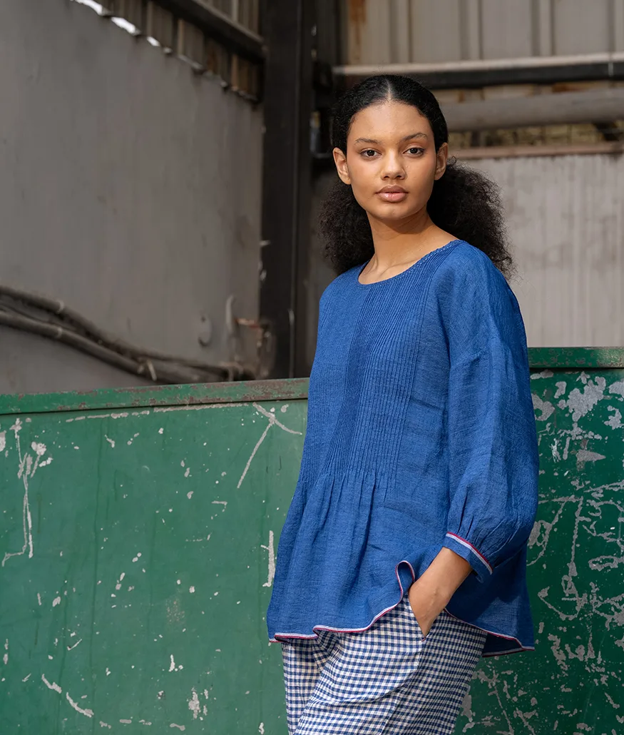 Cobalt Handwoven Linen Top - Image 3