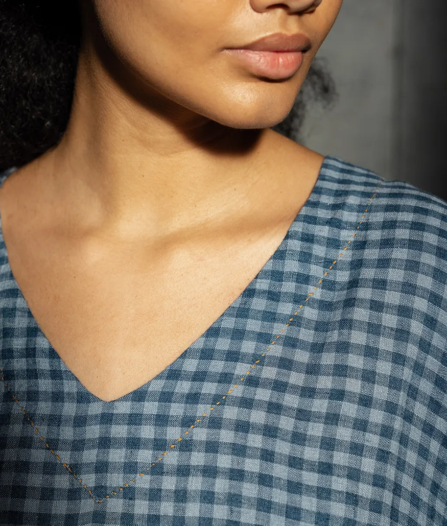 Ash Blue Handwoven Linen Dress - Image 3