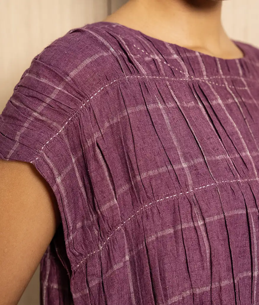 Aubergine Handwoven Linen Dress - Image 5